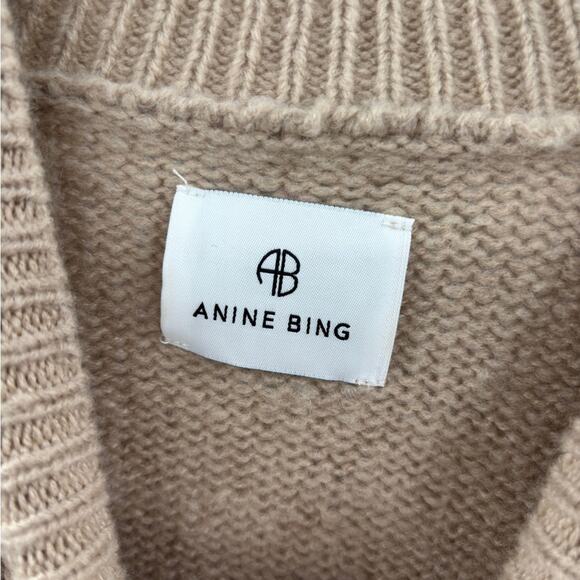 ANINE BING Kendrick Wool/Cashmere Blend University Paris Sweater in Light Camel - Picture 10 of 12